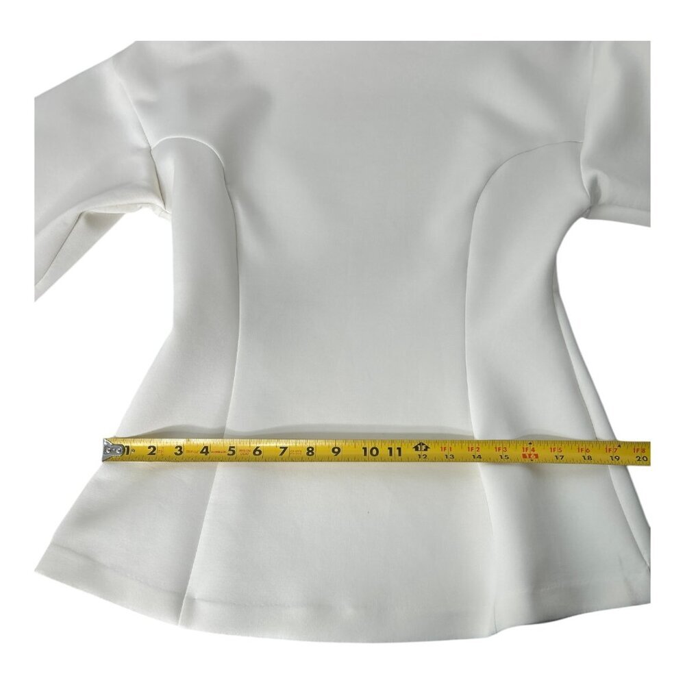 Anthropologie Maeve Neoprene Hourglass Pullover Womens Size Large Ivory Stretch - Picture 8 of 12